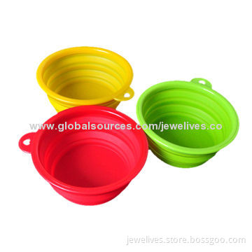 Silicone pet dog collapsible foldable travel feeder bowl